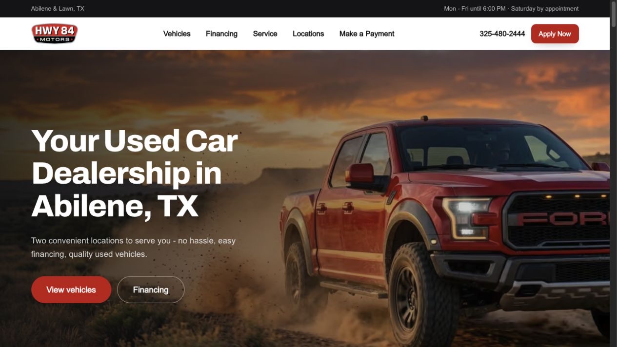 Hwy 84 Motors website preview