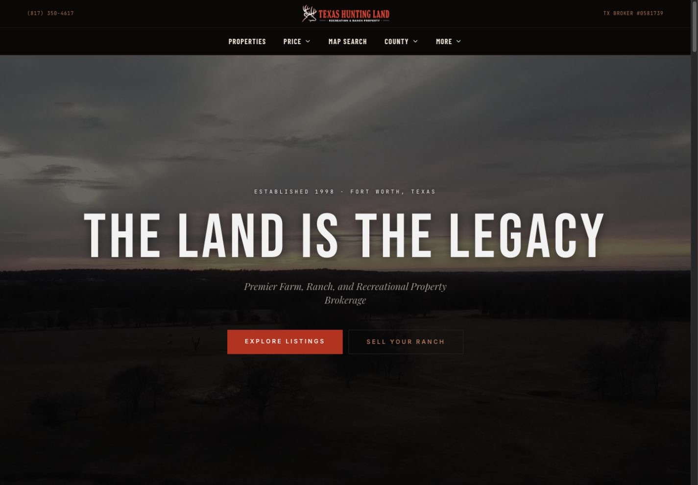 Texas Hunting Land website preview